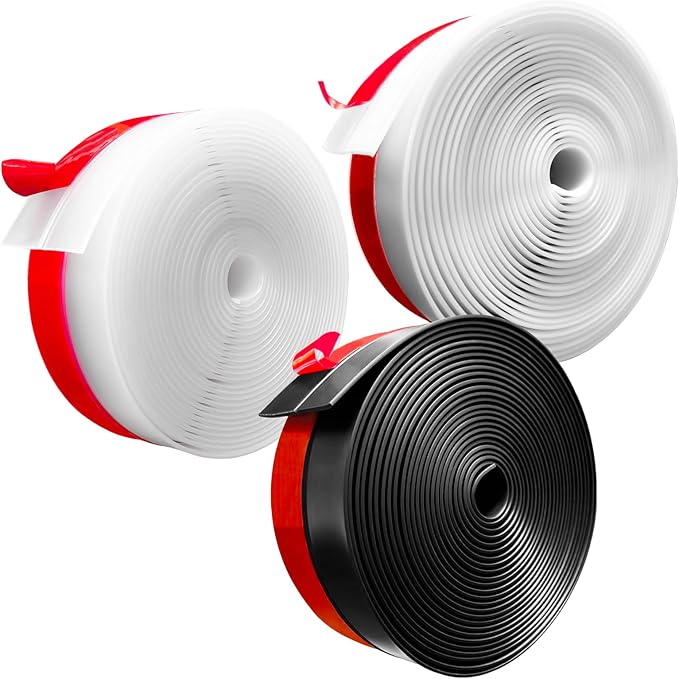Silicone Weather Stripping, 3 inch (W) x 20 Ft (L) Door Draft Stopper Window Seal Strip for Gaps of Door & Windows, Garage Door Under Bottom, Sealing Tape Shower Doors Sweep, Black
