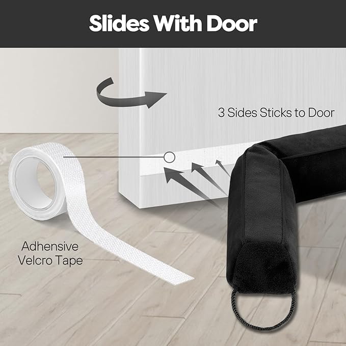 Weighted Door Draft Stopper for Front Door, Easy to Use Heavy 36 inch Door Bottom Winter Cold Air Draft Blocker, for Exterior, Apartment, Back Door, Fits Door Gap Up to 3”, 2.2lb