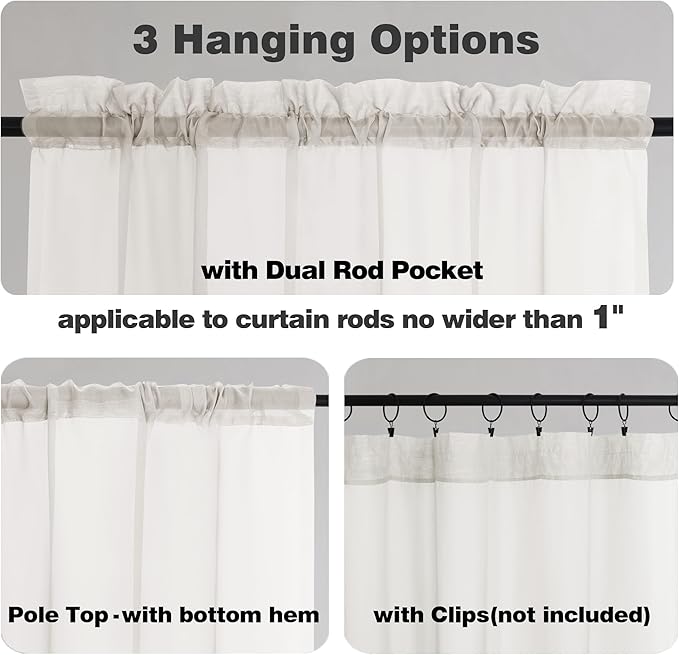 Chyhomenyc Ivory Sheer Curtains 96 Inch Length 2 Panels Set, Elegant Light Filtering Voile Window Treatment Drapes for Living Room Bedroom, 42W x 96L Inches, Set of 2, Ivory