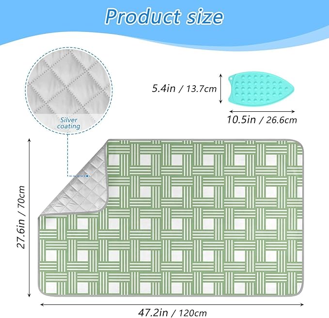 Ironing Mat for Table top Portable Ironing Pad Blanket for Washer Dryer Countertop Travel Green Abstract