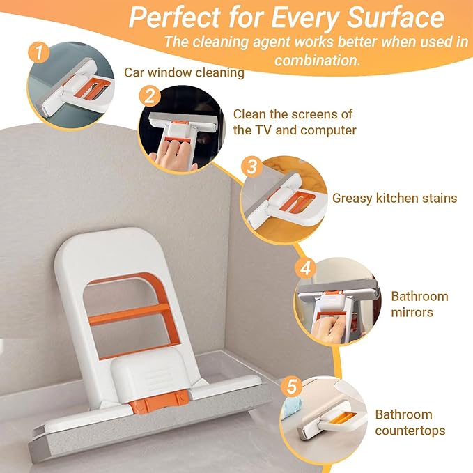 Foldable Mini Desktop Mop – Portable Handheld Duster & Cleaner for Desk, Bathroom, Glass | Reusable Microfiber Pad, Lightweight & Compact for Travel, Office, Home