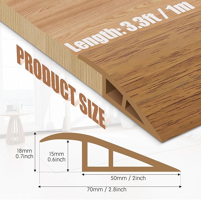 Floor Transition Strip Door Threshold 39" Floor Transition Reducer Trim on The Edges Threshold Strip Self Adhesive Suitable for Doorways, Tiles, Carpet