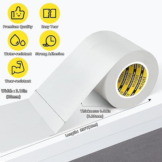 3Pack Duct Tape Heavy Duty Single Sided, Strong Adhesive High Strength, Waterproof Mesh Tape for Indoor Outdoor Repairing Sealing Bonding, Easy Use Hand Tearable, 3.15 Inch x 33 Feet, White