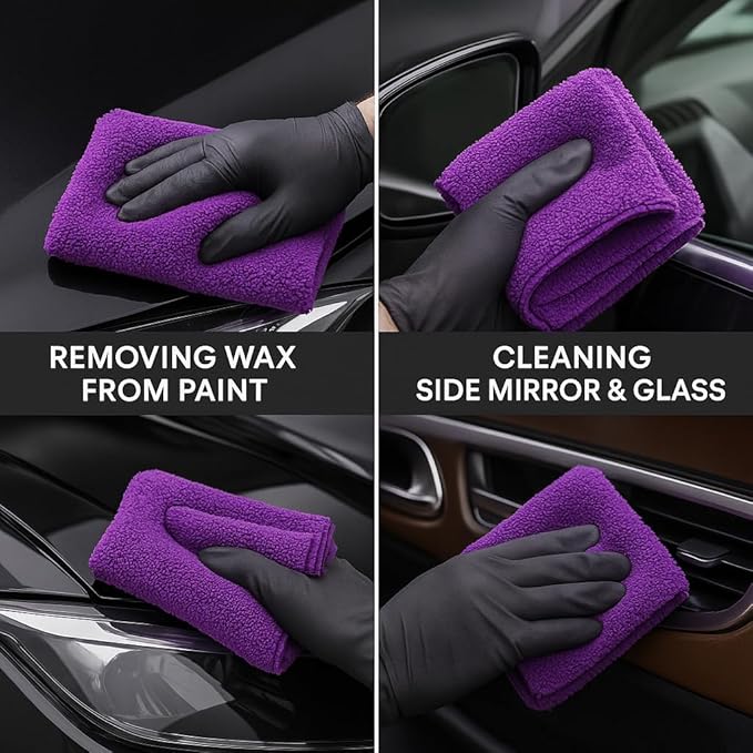 10 Pack Pak Details Edgeless Microfiber Towels for Cars | 16x16 Ultra-Soft, Scratch-Free & Lint-Free Car Detailing Microfiber Cloths for Buffing & Coating | Seamless Finish Auto Cleaning Cloths