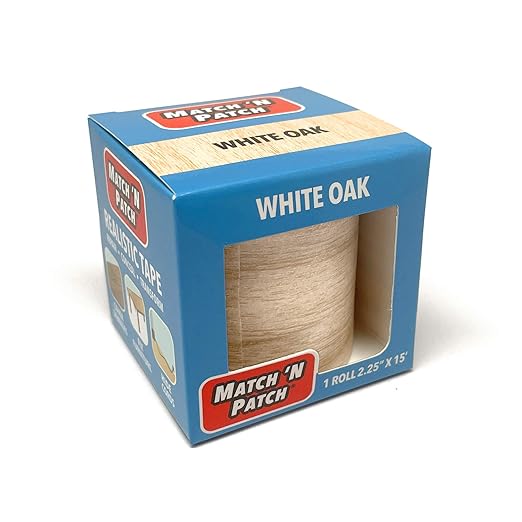 MATCH 'N PATCH Realistic Wood Grain Repair Tape - Durable Multi-Use Adhesive Tape for Furniture, Floors, Cabinets, Windows, Doors, RV, Home Decor & DIY Projects - White Oak - 2.25 inch x 15 feet