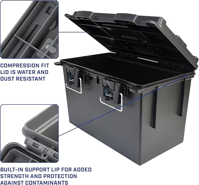 Sheffield 12773 XL Storage Bins With Lids, 2-Pack Stackable Storage Bins, Made in USA, Lockable and Water-Resistant Containers with Lids, Plastic Containers for Home, Classroom, and Dorm