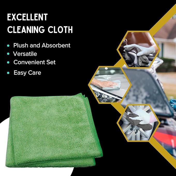 Single Microfiber Cleaning Cloth 40x40 cm - Ultra Absorbent Microfiber Cloth for Home, Kitchen Car Bathroom Rags Polish Cleaning 250 GSM (Green)