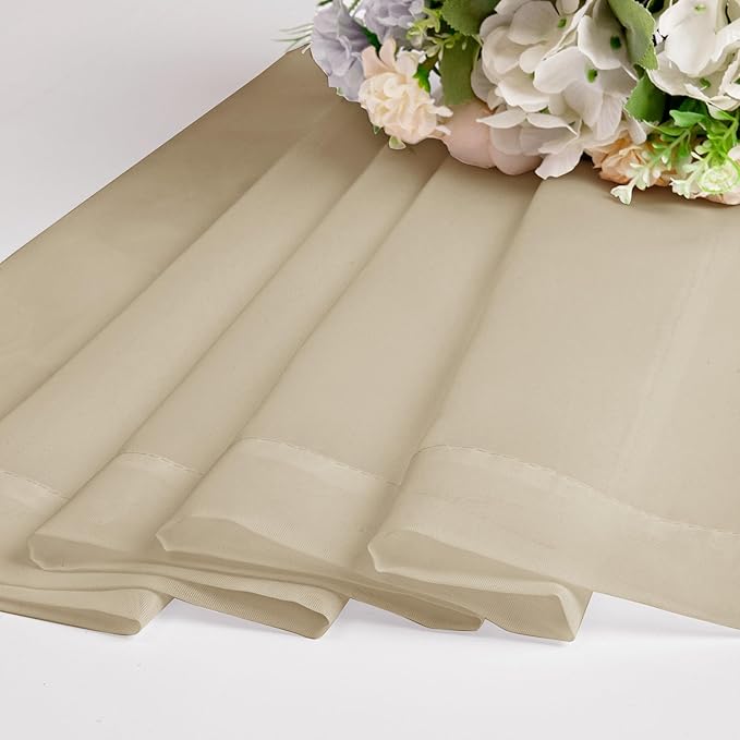 Chyhomenyc Taupe Sheer Curtains 45 Inch Long 2 Panels, Light Filtering Rod Pocket Voile Short Curtains Drapes for Living Room Bedroom Small Windows, 42Wx45L Inches