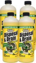 Instant Power Disposal and Drain Cleaner – Liquid Enzyme Clog Remover, Cleans and Deodorizes, Removes Drain Blockages, Fresh Lemon Scent 33.8 Fl oz, 1 Liter 4 Pack