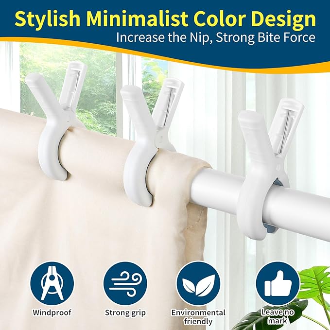 Senbowe 12 Pack Beach Towel Clips,Pool Chair Clips,Heavy Duty Plastic Clothes Pins,Quilt Drying Clips,Windproof Clothes Clips,Keep Your Towel,Clothes,Blankets to Dry on Clothesline and Hanging Rack