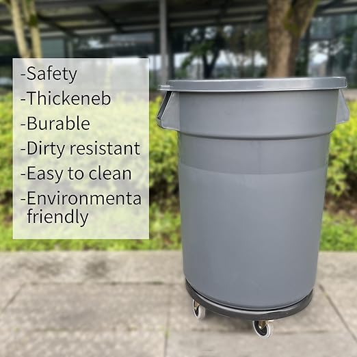 32 Gallon Outdoor Trash Can, Outdoor Trash Can with Lid and Removable Wheels, Rolling Garbage Can, Commercial Garbage Can Suitable for Restaurants, Backyards, and Garages. (2-Pack, 32 Gallon)