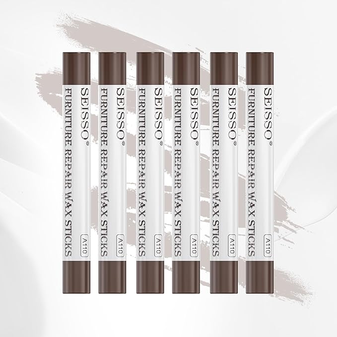 SEISSO Furniture Repair Crayon, 6 Pcs - Wood Filler Sticks, Scratch Repair Wax, Furniture Marking Repair - Scratch, Hole, Table, Wood Floor, Guitar, Covering, Instrument Fill Sticks-Tint Nut-Brown