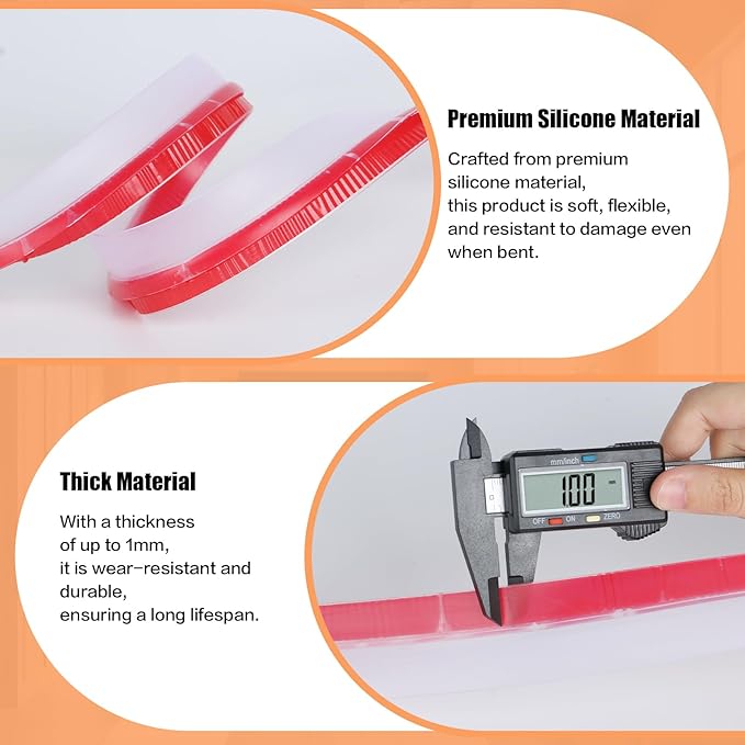 Orghtin T-Shaped Silicone Seal Strip, Clear Sealer Weather Stripping, 40Ft Door Draft Stopper