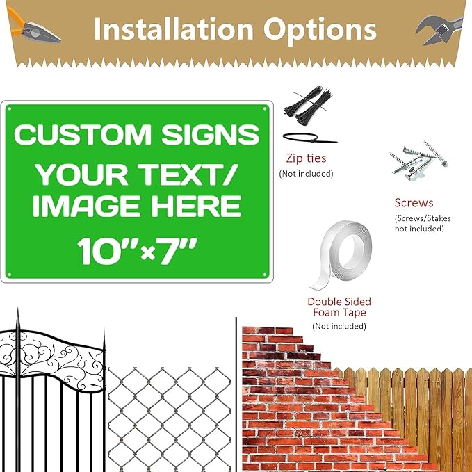 Personalized Aluminum Metal Signs - Weatherproof, Custom Text & Picture, Multiple Sizes, Hazard, Garden, Custom Door, Business Signs