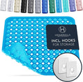 Homerella Anti Slip Shower Mat | Anti Mold Non Slip Bathtub Mat for Inside Shower | Square Floor Shower Mat 21 x 21 inch with Suction Cups for Grip & Hooks Hanging and Quick Drying | Machine Washable