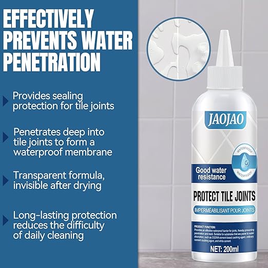JAOJAO Grout Sealer for Floor Tile, Grout Repair Kit Tile Grout Sealer Shower Sealant Quick Drying Long Lasting Transparent for Floor Tile for Stone Bathroom Marble Indoor Outdoor, 200ml