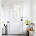 NICETOWN Sheer Door Curtain, Side Curtains for Small Window, Front French Door Window Covring, Rod Pocket Sidelight Curtains with Tieback, 1 Panel, White, 26W X 40L