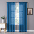Tollpiz Sheer Curtains Bedroom Linen Textured Curtain Sheers Light Filtering Voile Rod Pocket Curtains for Living Room, 38 x 84 inches Long, Classic Blue, Set of 2 Panels