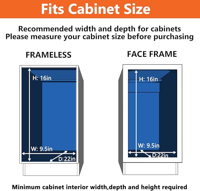 ROOMTEC Individual Pull Out Cabinet Organizer (9" W x 21½" D), 2 Tier Spice Rack Organizer for Cabinet, Slide Out Drawer Pantry Shelf Organization and Storage for Kitchen Bathroom