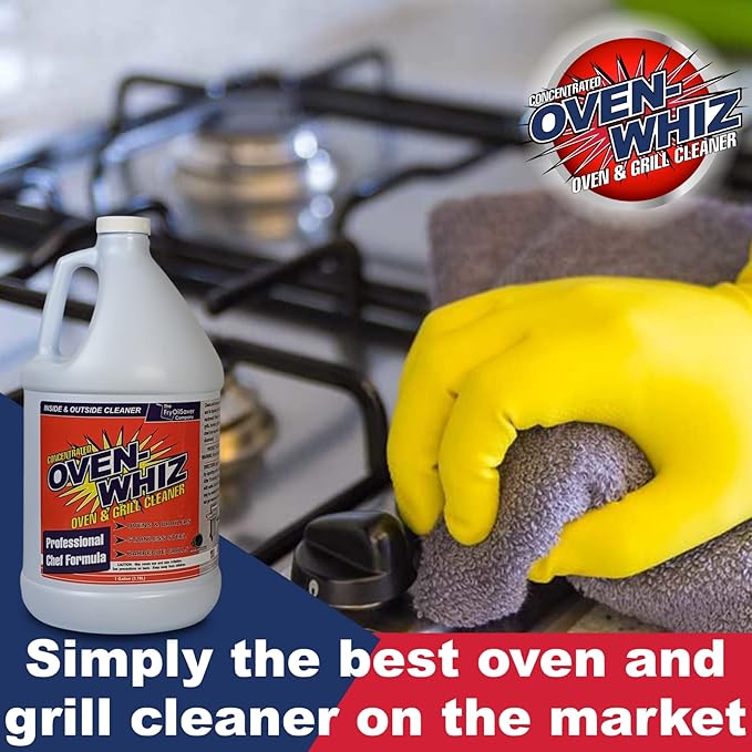 1 Gallon (128 Oz.) Oven-Whiz Oven & Grill Cleaner by FryOilSaver Co., Removes Tough Stains, Carbon, Grease & Food Burnt for BBQ Grills, Ovens, Grates for Home Kitchens, Restaurant, Food Trucks & Diner