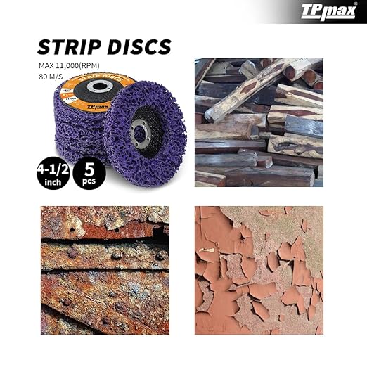 4-1/2" x7/8'' Stripping Discs Rust Remover Wheel Remove Paint and Oxidation Poly Strip Wheel Disc Abrasive Angle Grinding Wheel - 5 Pack(Purple)