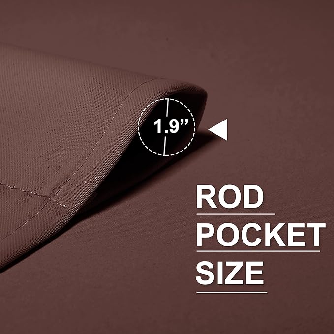 RYB HOME Rod Pocket Blackout Curtains for Bedroom Kitchen Living Room Office Light Block Energy Efficiency Glass Window Treatment Drapes, W 42 x L 63 inch, Chocolate Brown,2 Panels