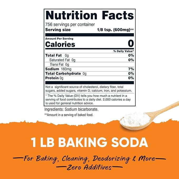 Nutricost Pantry Baking Soda (1 LB) - For Baking, Cleaning, Deodorizing, and More