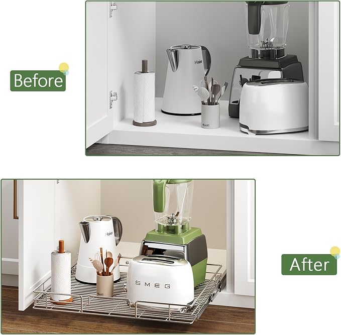 Pull Out Cabinet Organizer 31½" W x 21½" D, Heavy Duty Cabinet Pull Out Shelves, Slide Out Drawers Organization for Kitchen Cabinets Bathroom