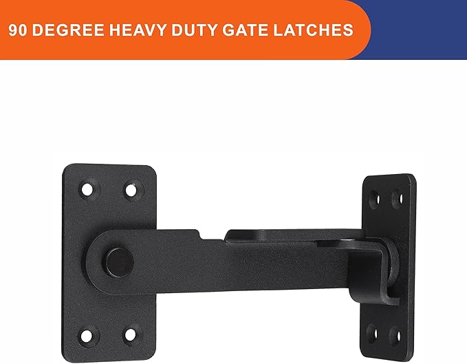 Flip Latch Lock,90 Degre Heavy Duty Gate Latch with Padlock Hole,Safety Door Bolt Latch Lock,Barn Door Lock Suitable for Wooden Fences,cabinets, bathrooms, Toilets, Windows, etc.