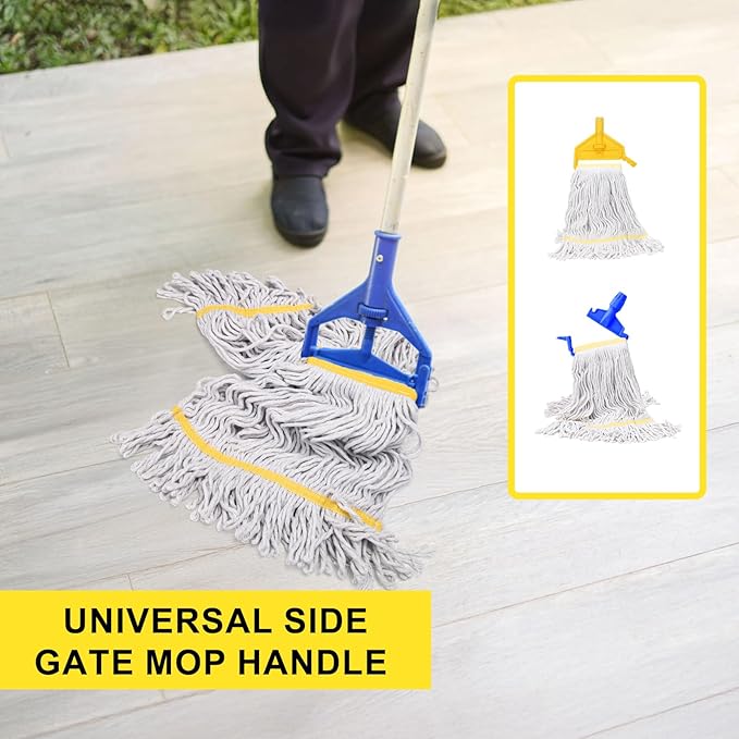KeFanta 6 Pack Heavy Duty Commercial Mop Head Replacement,Wet Industrial Cotton Looped End String Mops Refill for Floor Cleaning,Yellow
