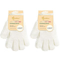 Evridwear Exfoliating Gloves for Shower, 100% Nylon Thick Soft Medium Heavy Bathing Gloves Dead Skin Remover Body Scrubber Smooth Skin with Hang Loop, 2 Pairs Light White