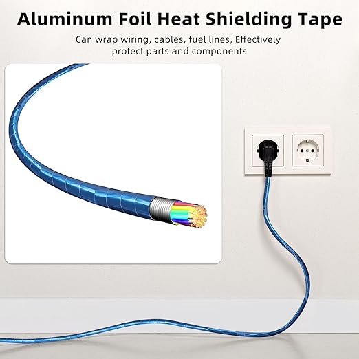 Zonon 2 Rolls Aluminum Foil Tape Heat Shield Tape Barrier Adhesive Reflective Fiberglass Thermal Insulation Reflective Material High Temp Protection(Blue,2 Inch X 32.8 ft)