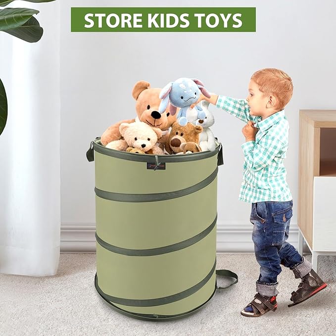 YUDI & GARDEN 45 Gallon Hard Bottom Collapsible Garden Bag｜Collapsible Trash Can｜Camping Trash Can, for Collecting Weeds or Party and Yard Waste