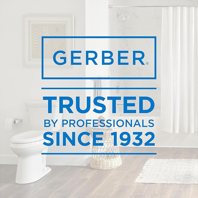 Gerber Universal Elongated Toilet Seat with Cover, Soft Close, Top Mount, Easy Install, Heavy-Duty Plastic, Adjustable Fit for Standard Elongated Toilets, Fade-Resistant, White G0099849