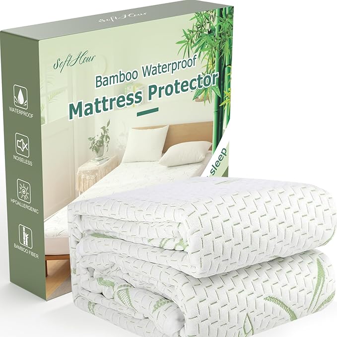 Twin Mattress Protector 2 Pack,Waterproof Mattress Pad Washable Bamboo Rayon Mattress Cover Breathable Noiseless Bed Protector 5" - 21'' Elastic Fitted Deep Pocket
