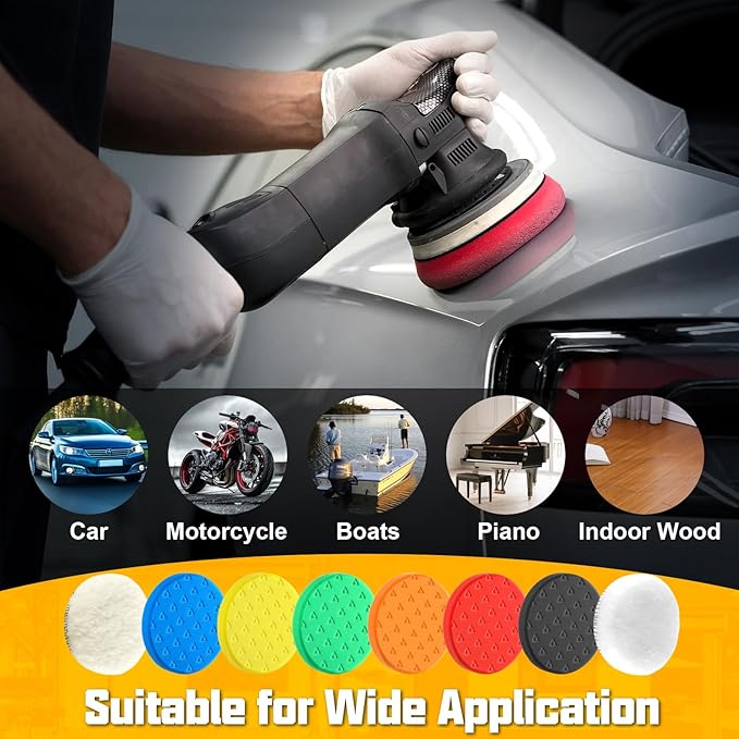 8 Pcs Buffing Polishing Pads, 6 Inch Polishing Pads, Car Compound Buffing Sponge Pads and Woolen Pads Cutting Polishing Pad Kit for Car Buffer Boat Compounding, Polisher & Waxing