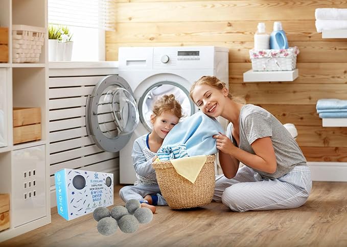 Organic Wool Dryer Balls: Eco-Friendly & Chemical-Free | Our Anti-Entanglement Reusable Balls Eliminate Wrinkle Static | 6-Pack XL Dryer Balls for Laundry is Made with New Zealand Wool (Gray)