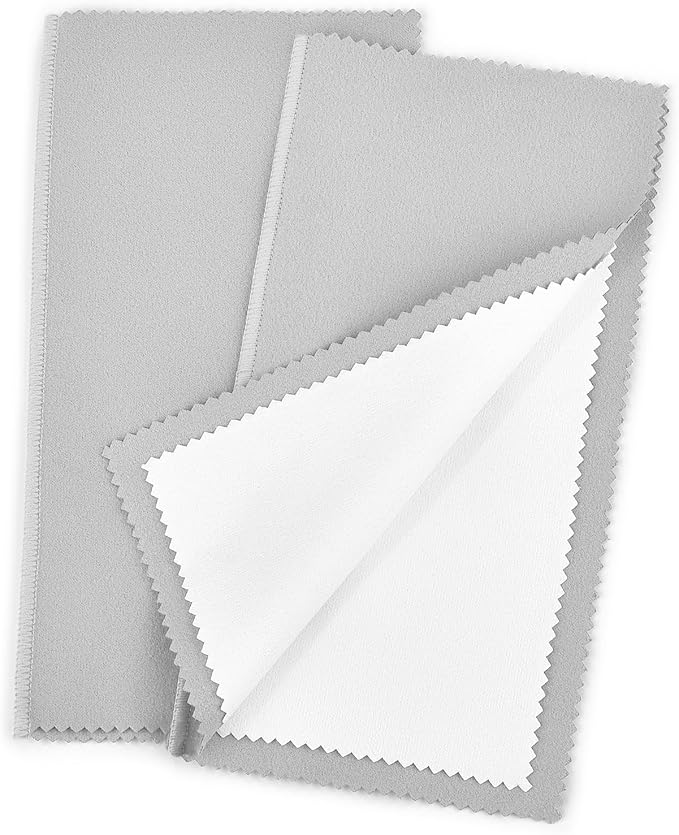 SEVENWELL Silver Polishing Cloth, Jewelry Cleaner Cloth for Sterling Silver Jewelry, Gold, Platinum, Silverware, Diamonds, Gemstones, Coins (20cm Light Grey Silver Cloth)