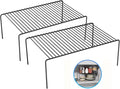 Large(15.7 x 9.4 inch)Black Cabinet Storage Shelf Rack Set of 2, Rustproof Metal Wire Kitchen Counter Organizers and Storage, Spice Organization for Cabinet, Plate, Dish, Pantry, Bathroom, Fridge
