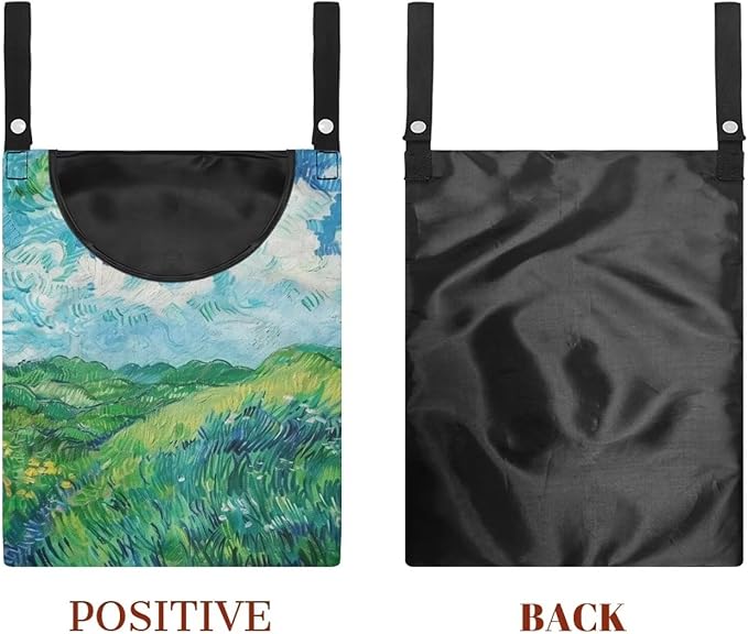 Van Gogh Wheatfield Laundry Clothespin Bags Hanging Storage Organizer 12 x 14.5 Inch Clothes Pin Bag Waterproof Clothespin Bag Clothespin Holder Large Opening and Hanging Rope