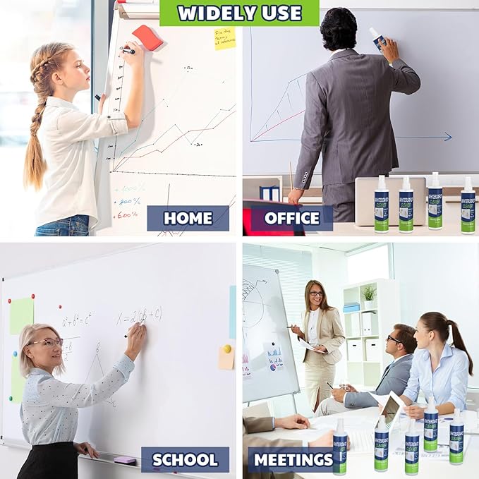 6 Pack Whiteboard Cleaner Spray Bottle 8.5oz Dry Erase Board Surface Cleaner White Board Cleaning Spray Removes Stubborn Marks from Chalkboard