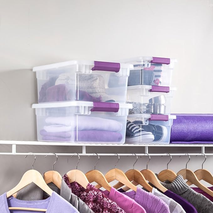 Sterilite 24-Pack 6 Quart ClearView Latch Box, Stackable Organizer Bins with Latching Lids - Clear Plastic Organization Containers for Closet, Bedroom, Shelving Units and Everyday Home Storage