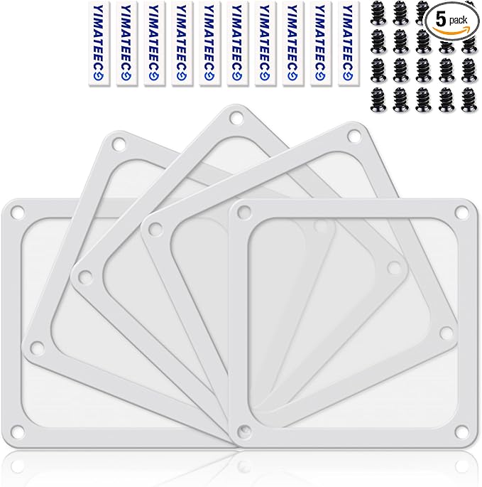 Dust Filter PC 140mm for Computer Cooler/PSU/Routers Nylon 80 Mesh, Magnetic Frame PC Fan Dust Mesh PC Cooler Filter Dustproof Computer Fan Grills (Nylon, 140 * 140mm, 5pcs, White)