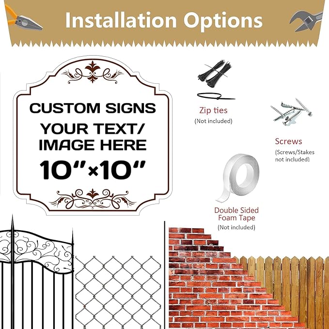 Custom Aluminum Weatherproof Metal Sign - Indoor/Outdoor, Personalized Text & Picture, Hazard, Garden, Door Sign