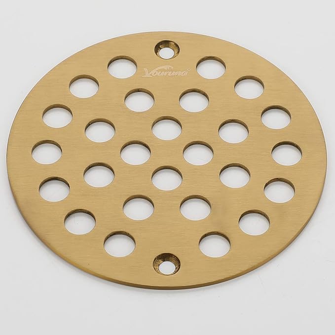 4-Inch Screw-in Shower Strainer Drain Cover Replacement Floor Strainer (Brushed Gold)