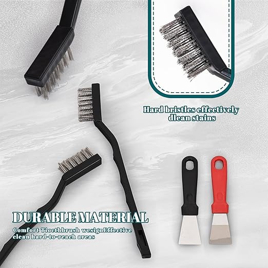 12 Pcs Mini Stainless Steel Wire Brush Set, Wire Scratch Brush with Curved Handle, Cleaning Weld Slag and Rust