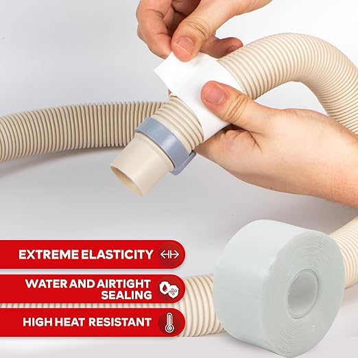 XFasten Self-fusing Silicone Tape Pro, White, 1.5-Inch x 15-Feet, 30mils Heavy-Duty Plumbing Tape for Leaks, Radiator Hose, Drain Pipes, Electrical Cords, and Garden Hose, High Pressure Resistant