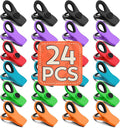 FINDMAG 24 Pack Magnetic Chip Clips for Food Storage, Assorted Color Plastic Clips with Magnet for Kitchen, Refrigerator, Snack Bags, and Sealing Packages