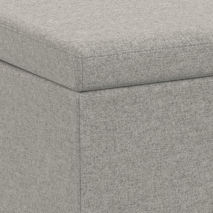 SIMPLIHOME Avalon 54 inch Wide Contemporary Rectangle Extra Large Storage Ottoman Bench in Cloud Grey Polyester Linen Fabric, Assembled, for The Living Room, Entryway and Family Room