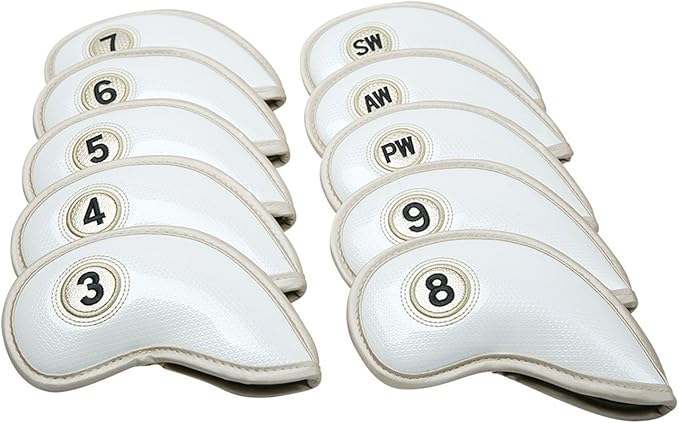 HISTAR 10pcs Crystal Pu Leather Golf Iron Head Covers Set Iron Club Headcover